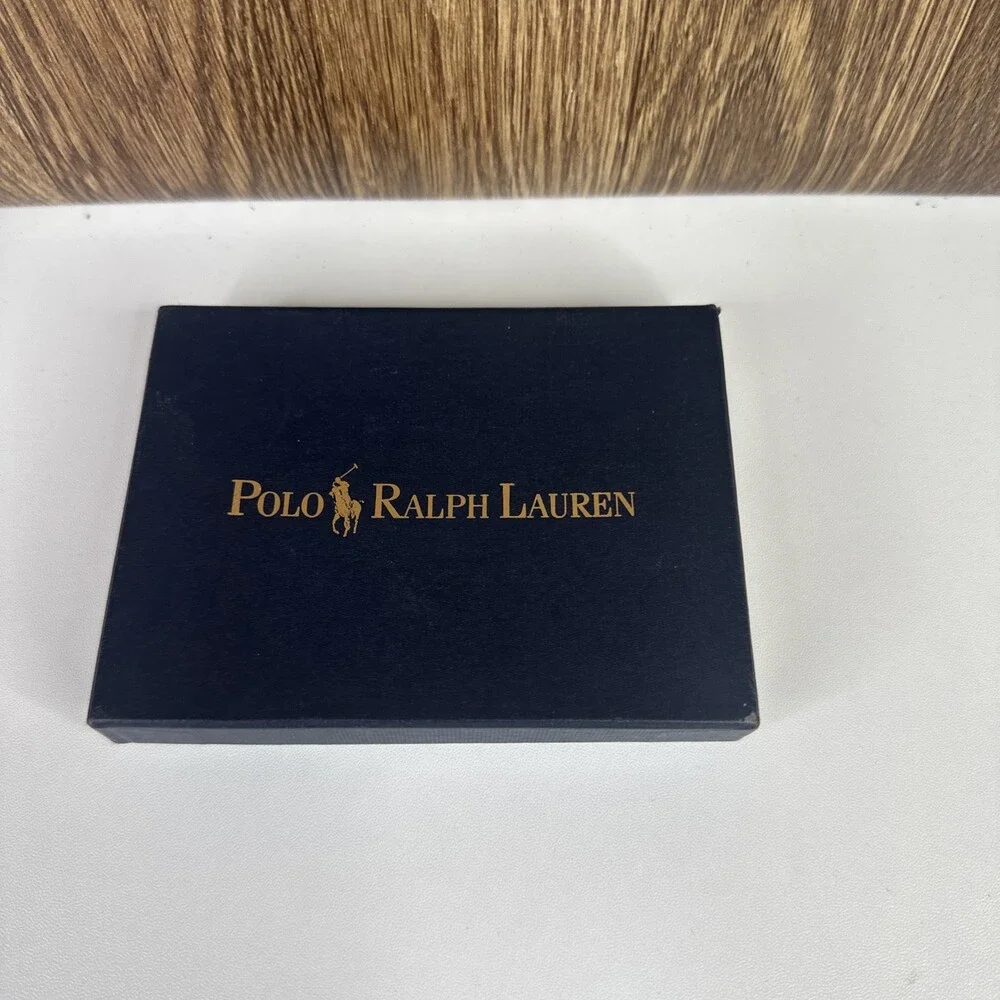 New VINTAGE POLO Ralph Lauren KENT Leather Money Clip w/Card Slots BROWN Wallet